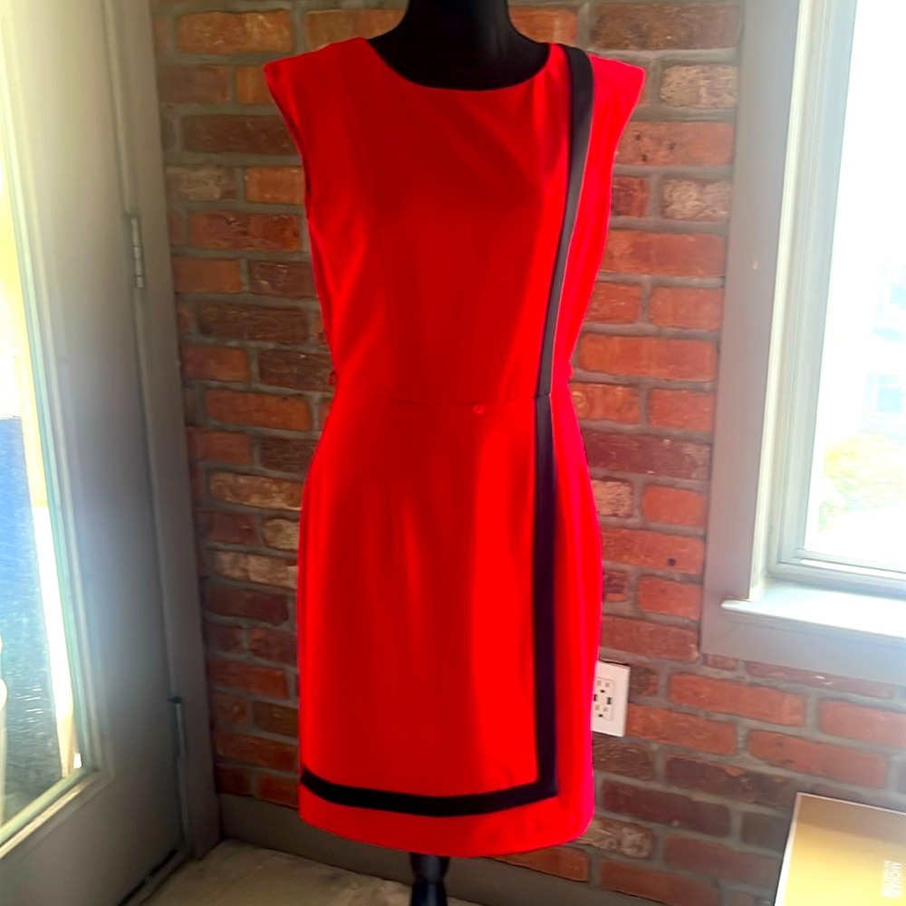 Stunning Modern Red Calvin Klein Dress 6